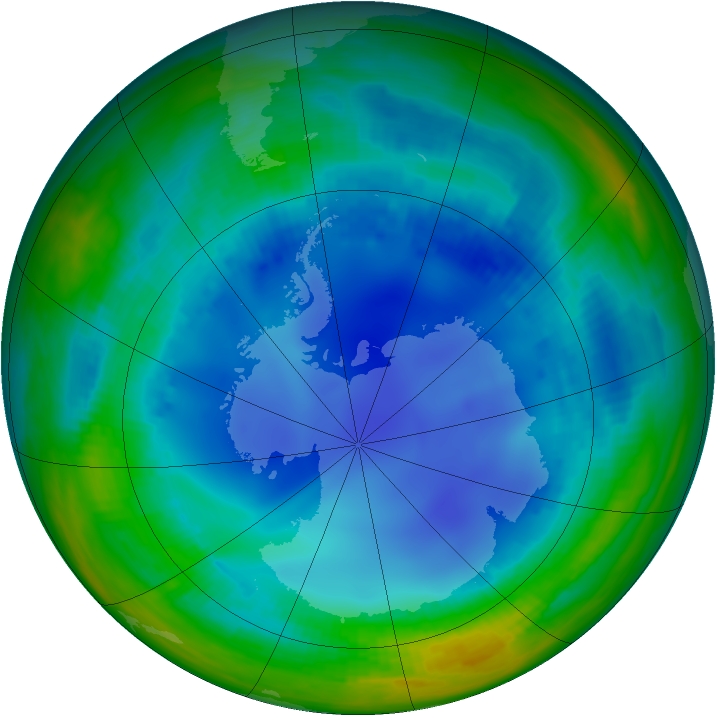 Antarctic ozone map for 01 August 2000